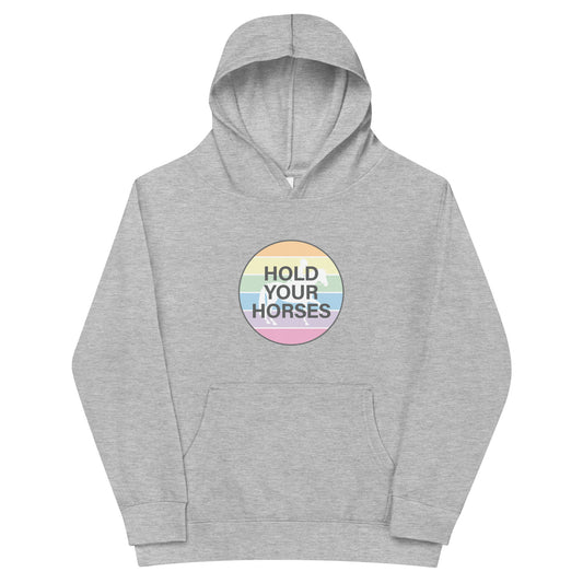 Children's Fleece Hoodie "HOLD YOUR HORSES" in Classic White or Heather Grey