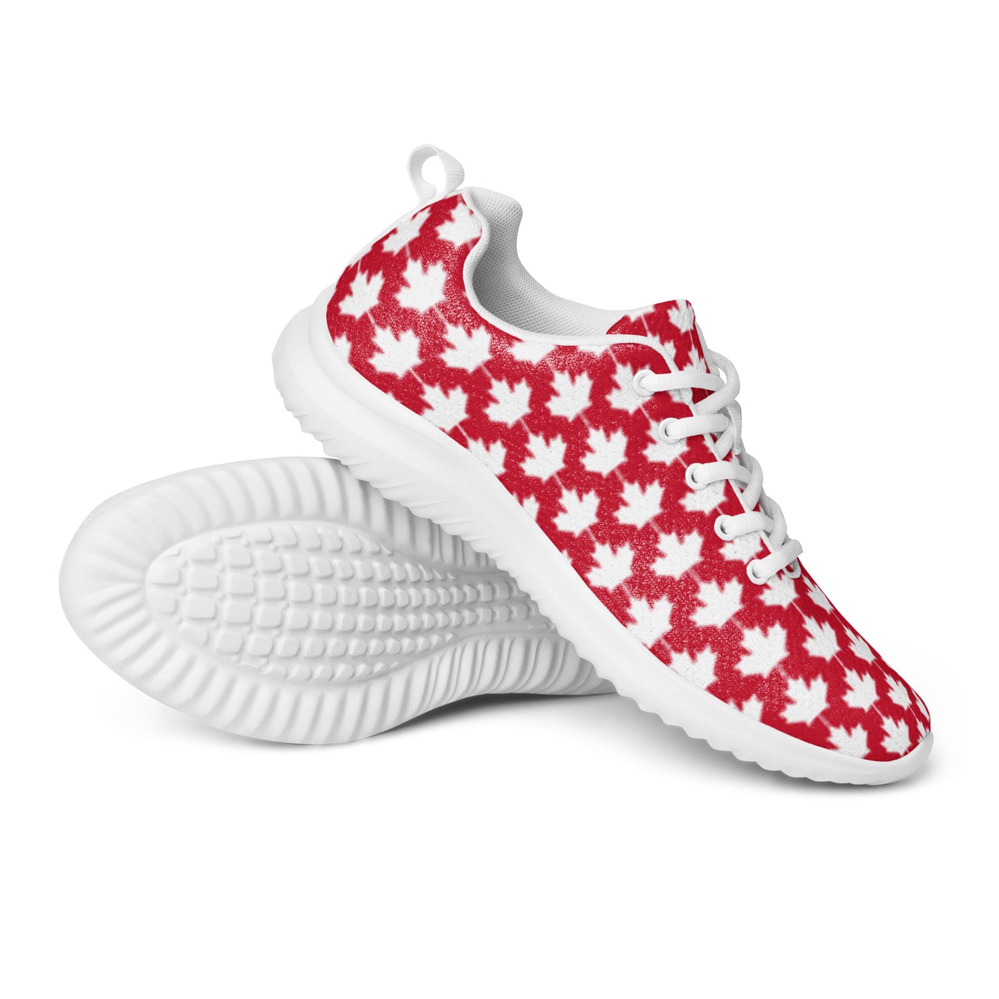 Men’s Athletic Shoes Maple Leaf in Classic White on Canadian Red