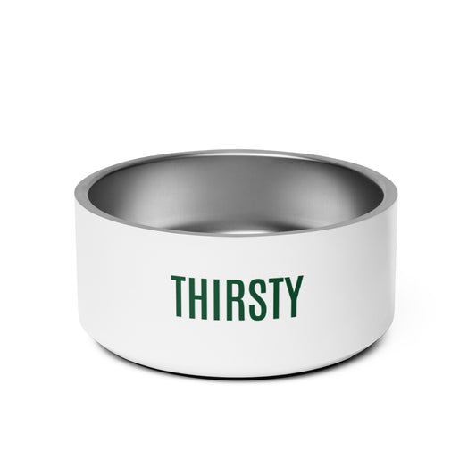 Pet Bowl "THIRSTY" in Classic White & Racing Green