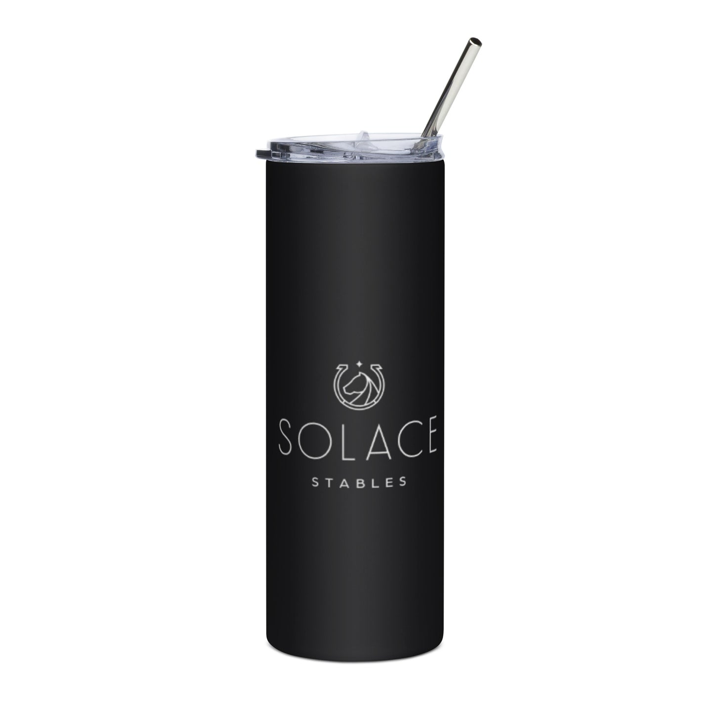 Tall Tumbler "SOLACE STABLES" in Classic White on Basic Black