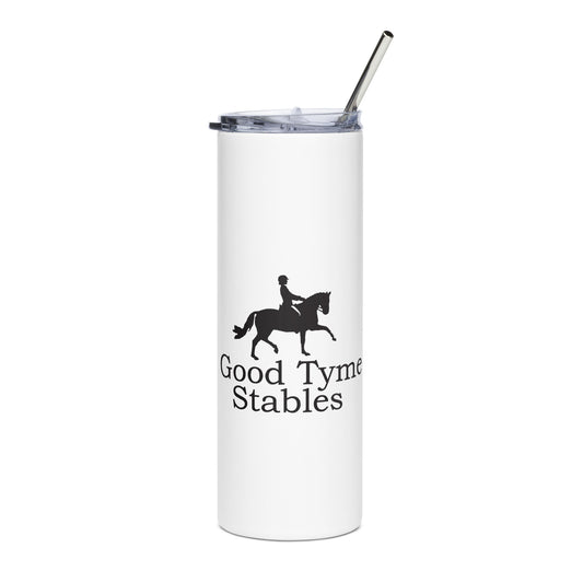 Tall Tumbler "GOOD TYME STABLES" in Basic Black on Classic White