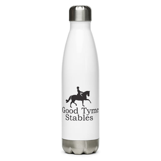 Stainless Steel Water Bottle "GOOD TYME STABLES" in Basic Black on Classic White