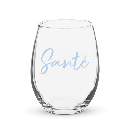 Stemless Wine Glass "SANTÉ" Printed in Blue Bubblegum