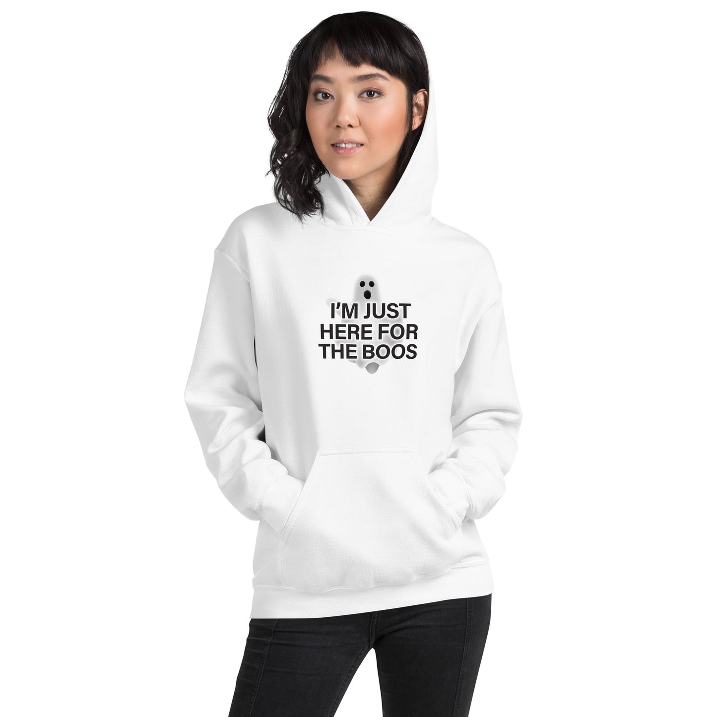 FALL LIMITED EDITION Adult Traditional Hoodie "I'M JUST HERE FOR THE BOOS" on Basic Black or Classic White