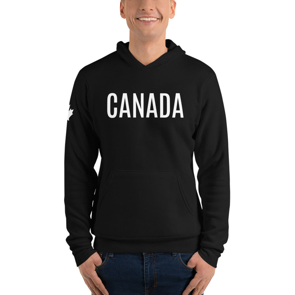 Adult Hoodie "CANADA" in Classic White on Basic Black