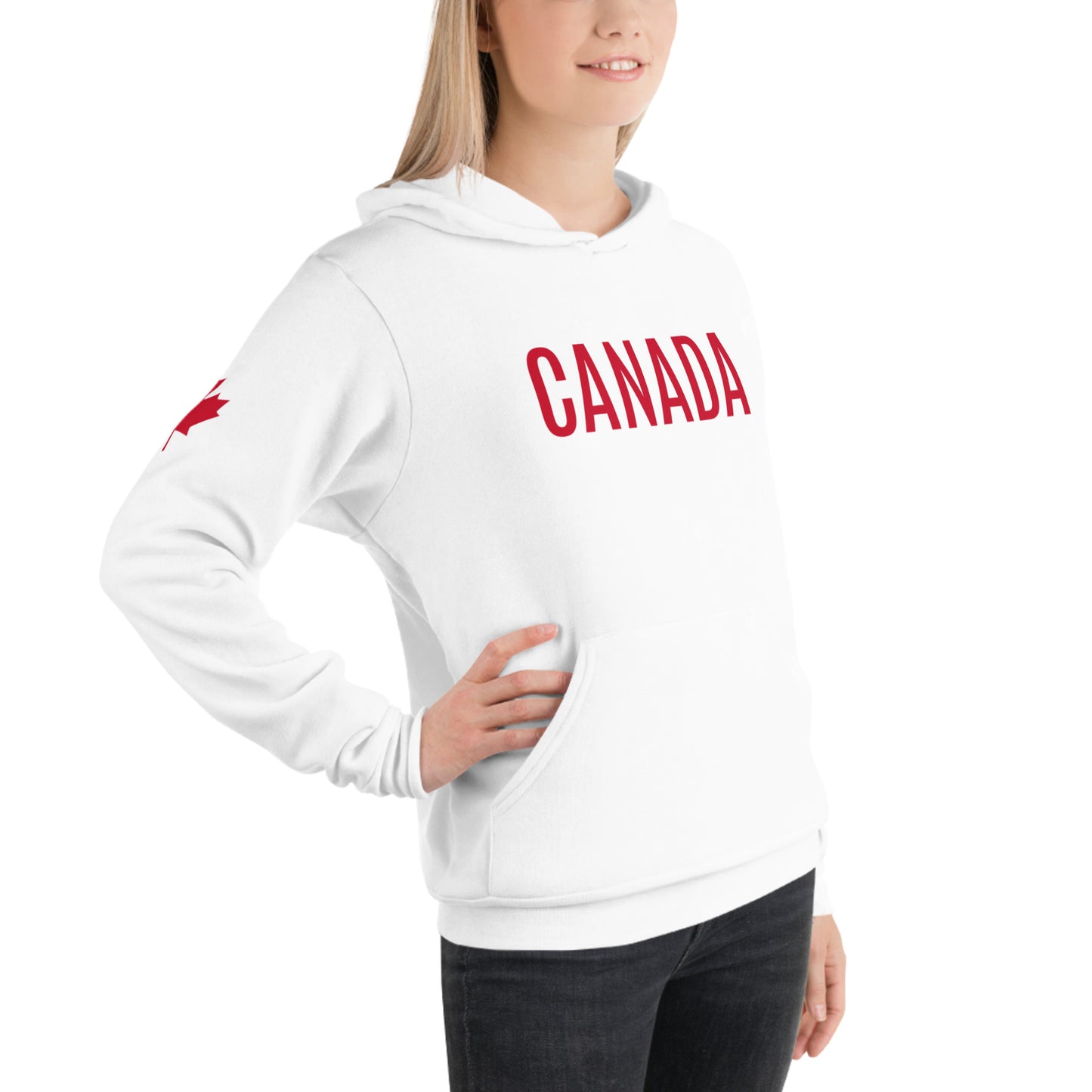 Adult Hoodie "CANADA" in Canadian Red on Classic White