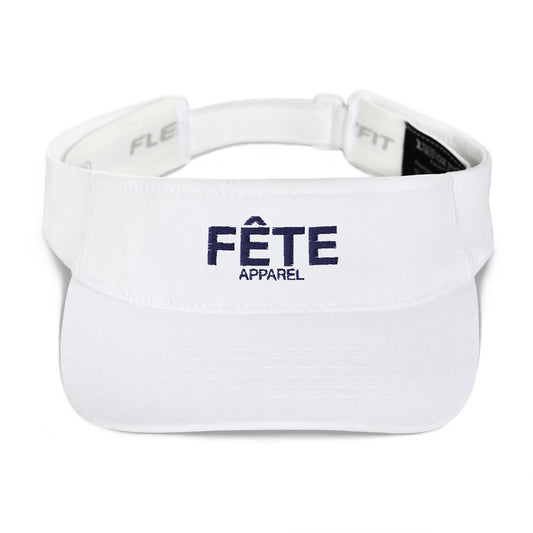 Visor "FÊTE Apparel" Embroidered in French Navy on Classic White