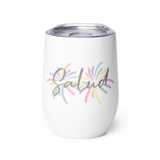 Short Tumbler "SALUD" in Fun Fetti Colours on Classic White